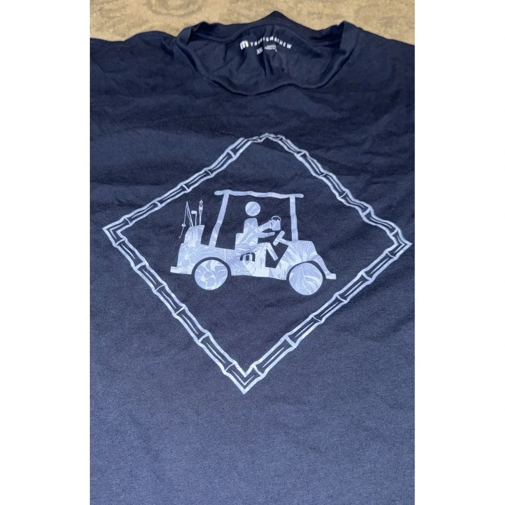 Travis Mathew Mens Blue Short Sleeve T-Shirt Golf Cart Sz 2XL XXL - Picture 3 of 5